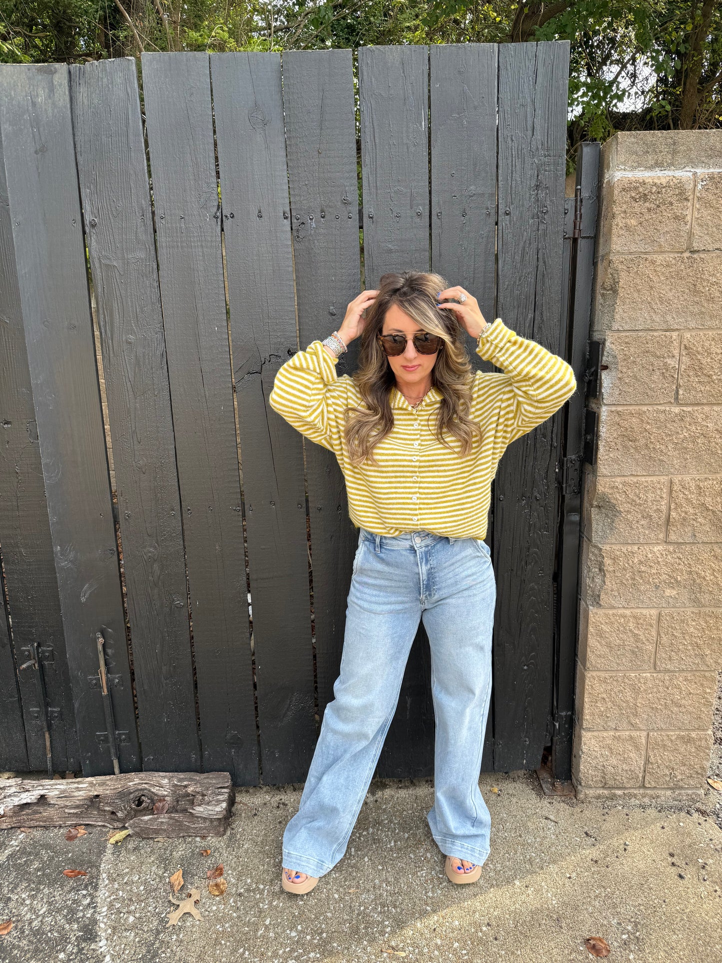 Piper Mustard Stripe Cardigan