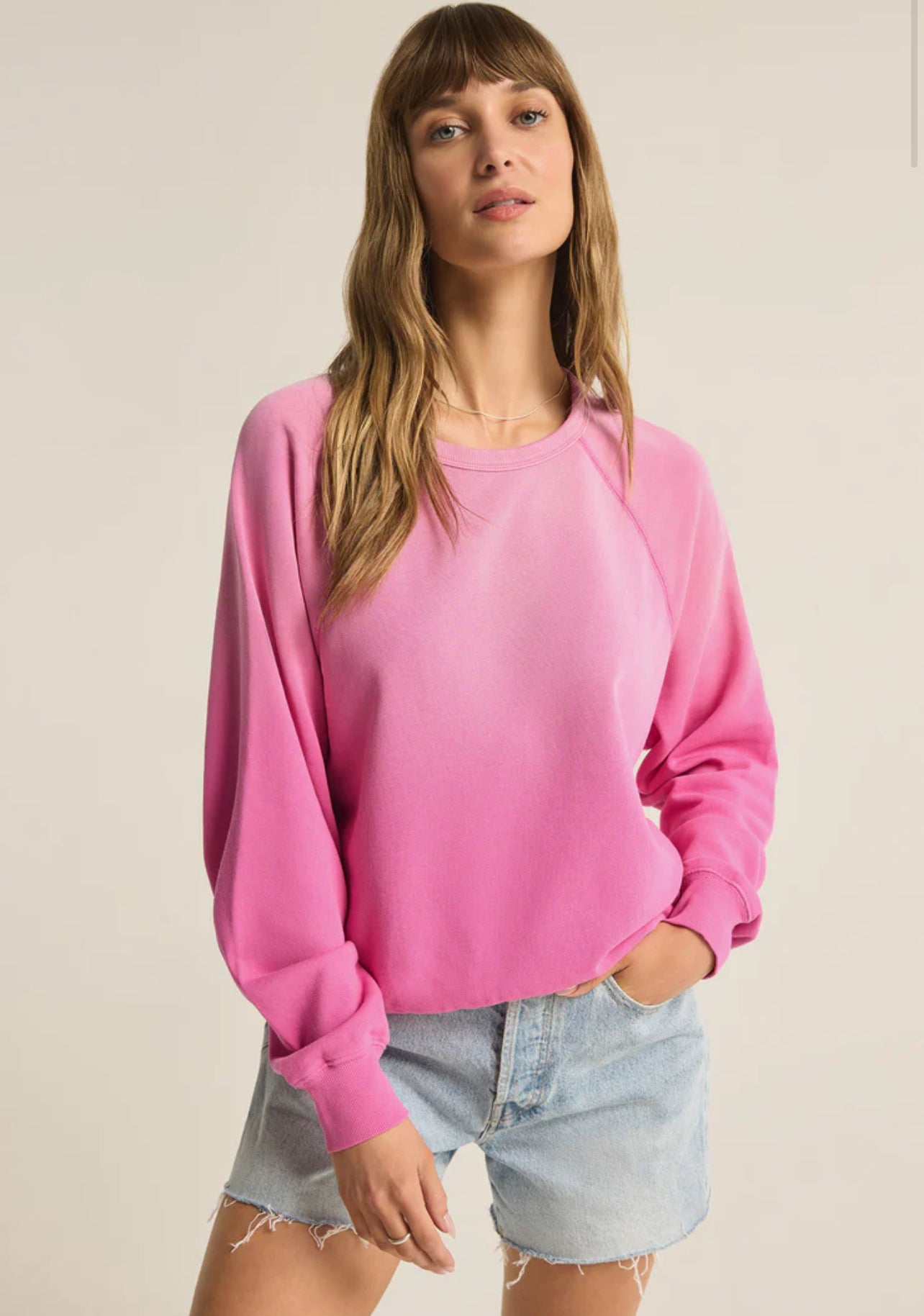 Z Supply Washed Ashore Sweatshirt Heartbreaker Pink