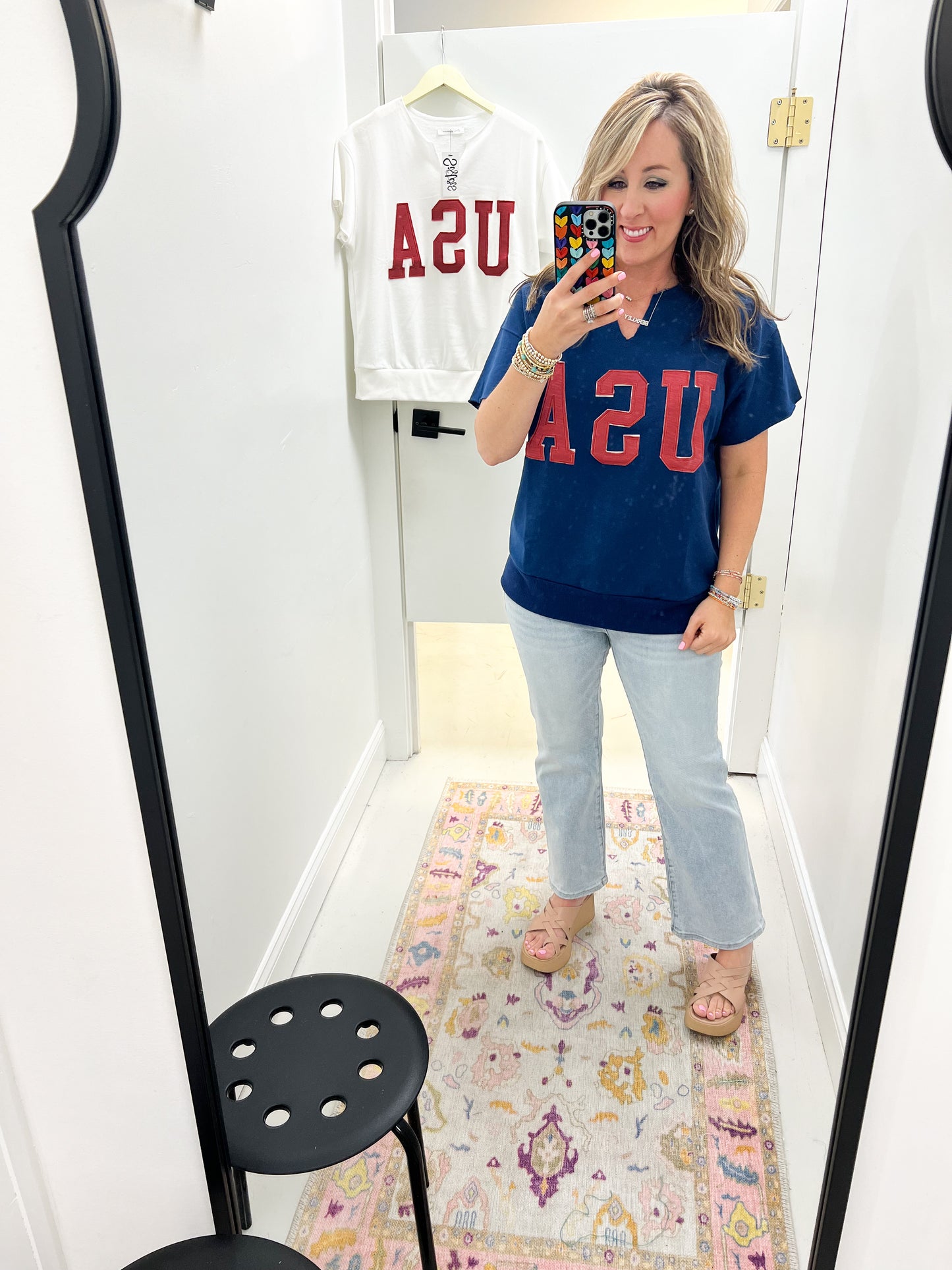 USA Applique Navy Top