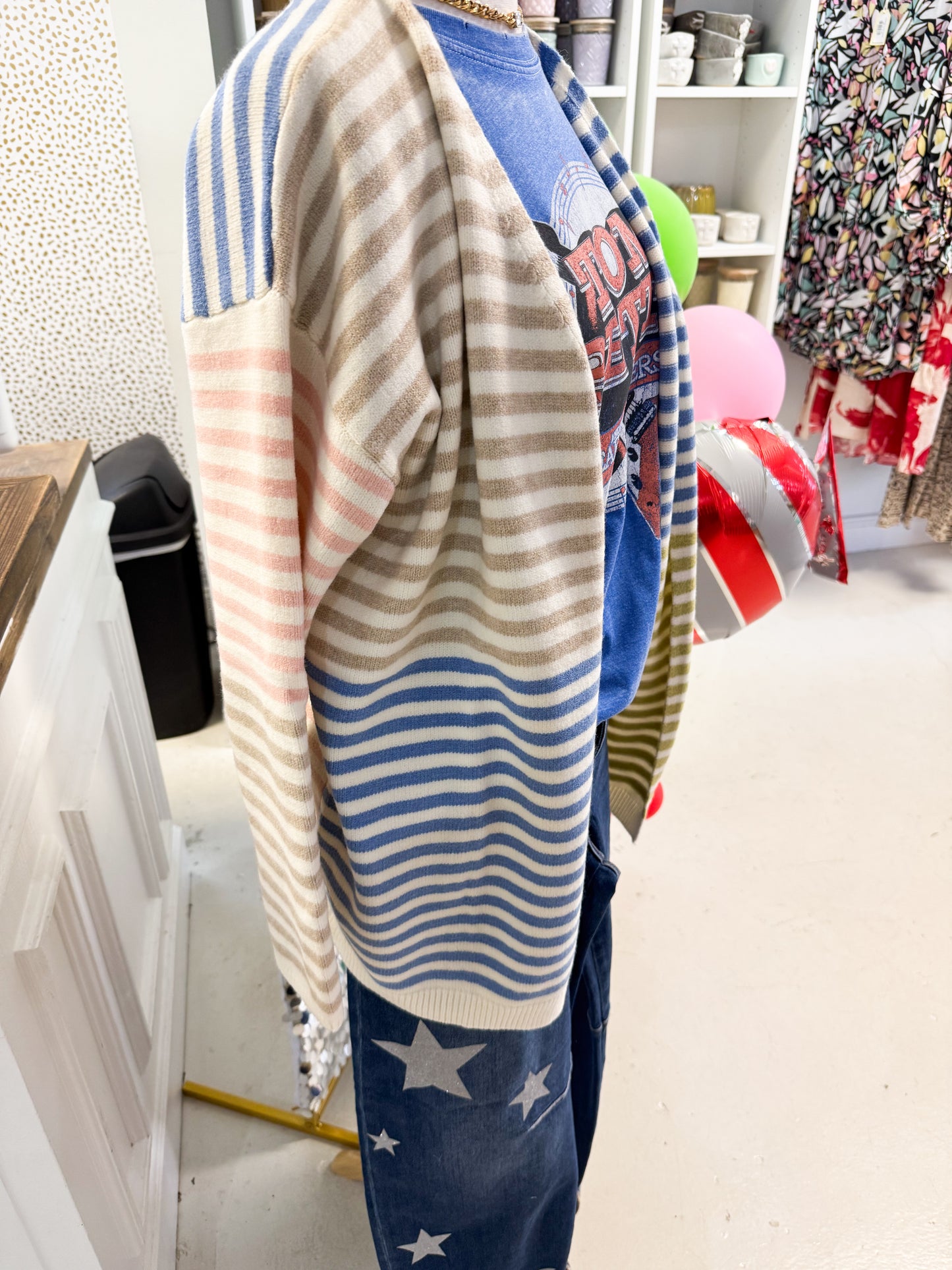 Stripes For You Cardigan Taupe