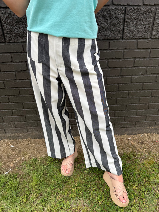 Black Stripe Pants