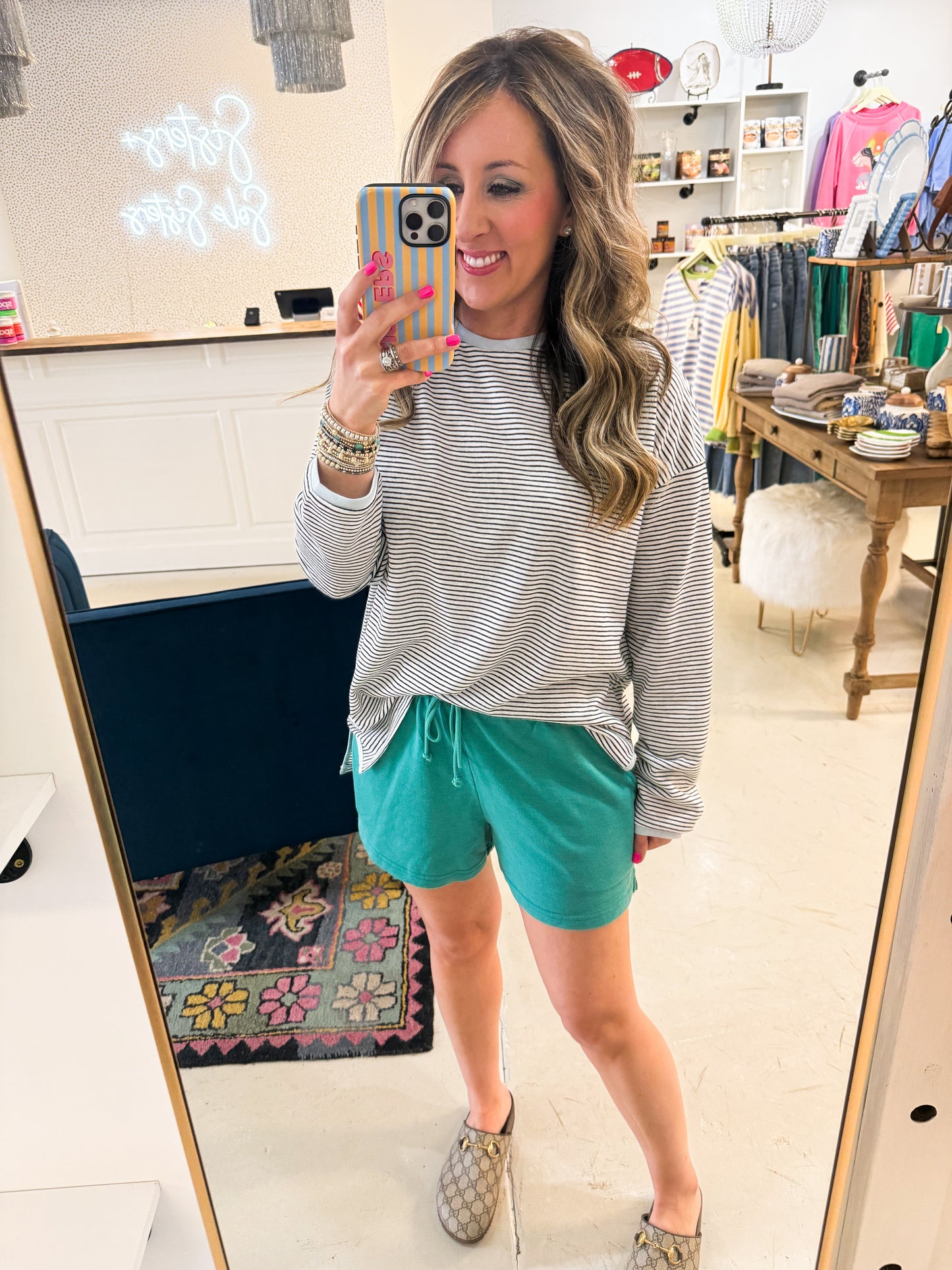 Lena Stripe Black Top