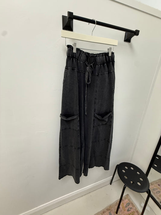 Willow Pocket Wide Leg Black