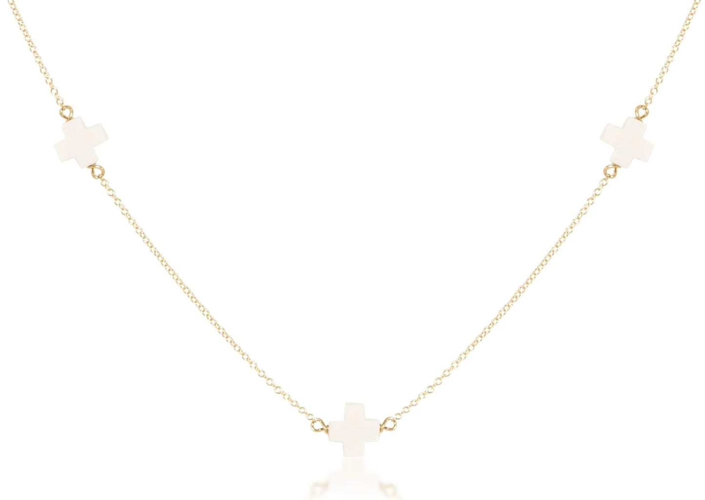 E Newton 15” Choker Simplicity Chain Signature Cross Off White