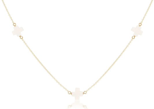 E Newton 17” Choker Simplicity Chain Signature Cross Off White