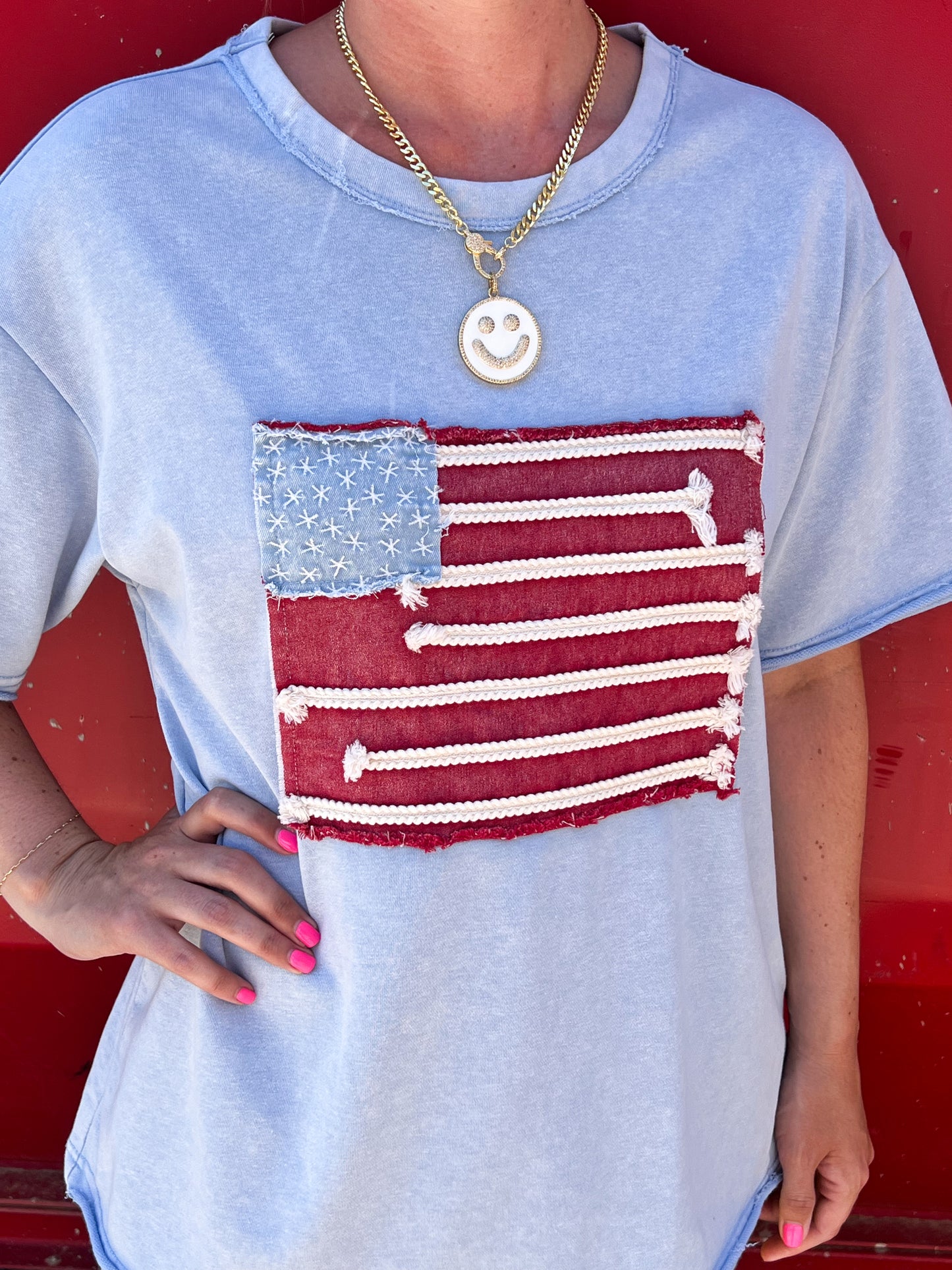 USA Flag Applique Top