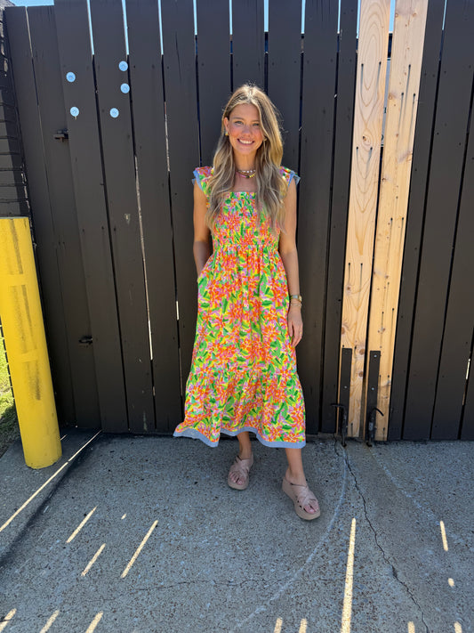 Layla Smocked Ruffle Strap Maxi