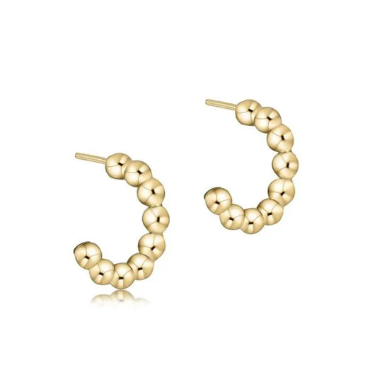 E Newton Beaded Classic 1" Post Hoop 4mm Gold