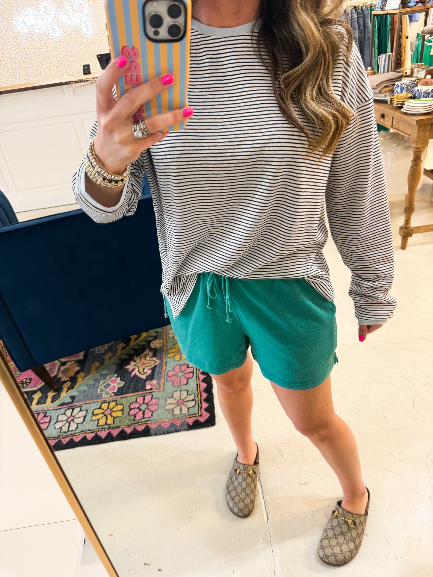 Lena Stripe Black Top