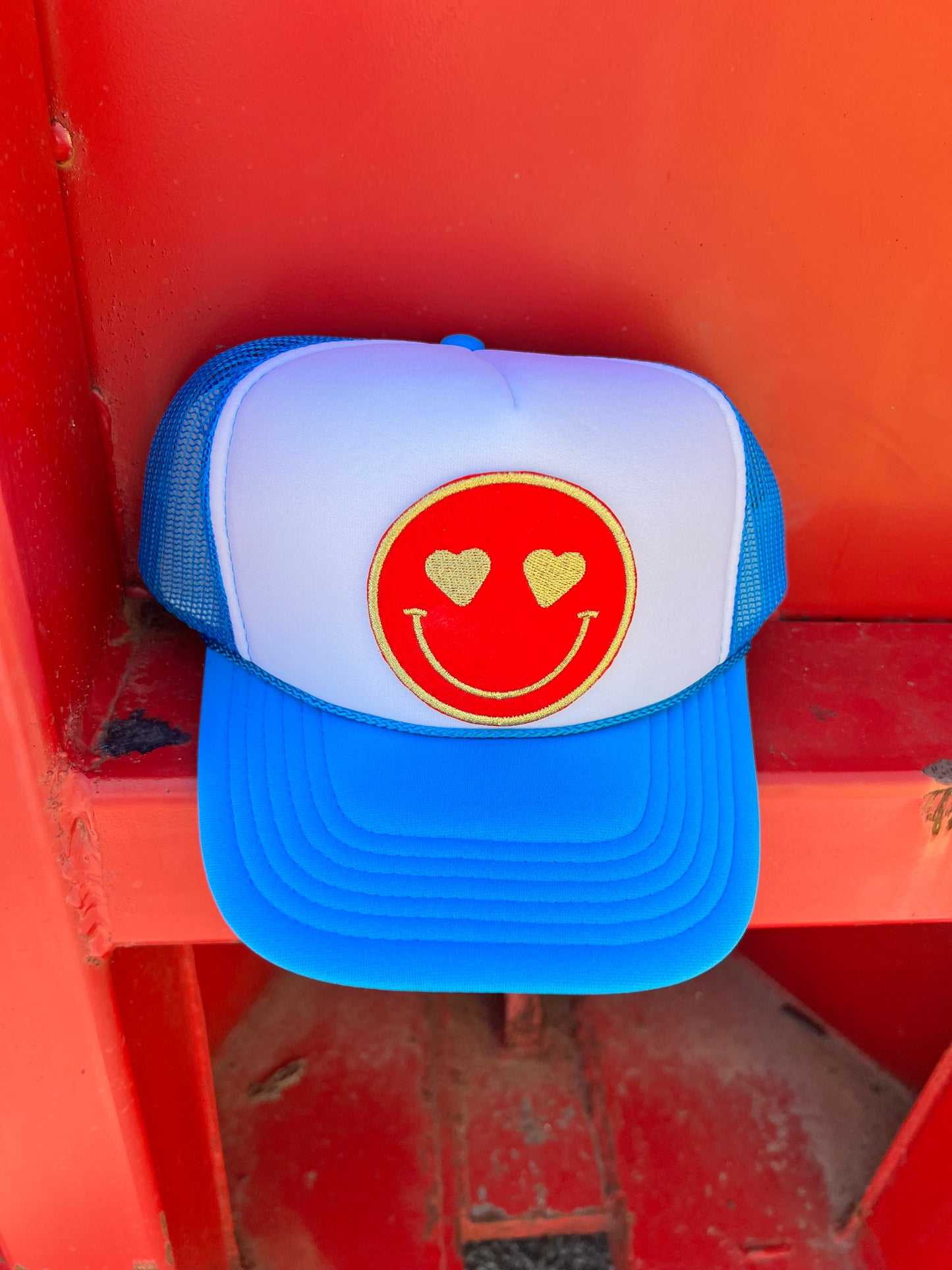 Blue w/ Red Smiley Hat