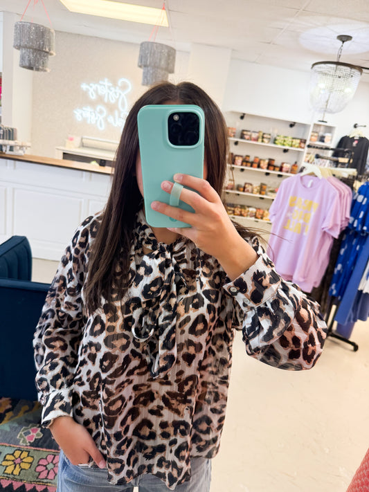 Lala Leopard Tie Top