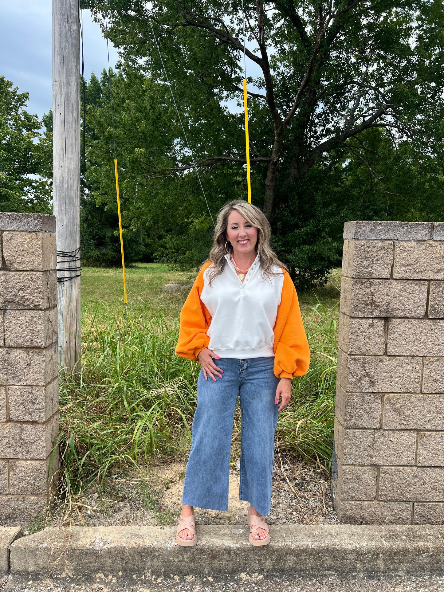 Piper Colorblock Orange Sweatshirt