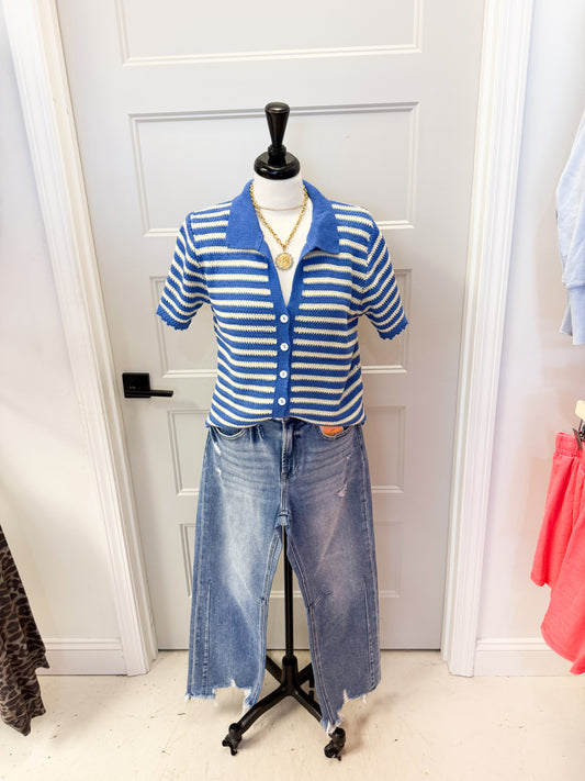 Sarah Slouchy Crop Barrel Jean Dark