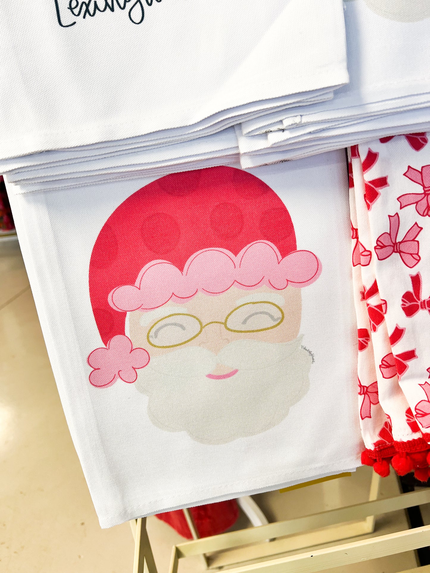 Pink and Red Santa Tea Towel