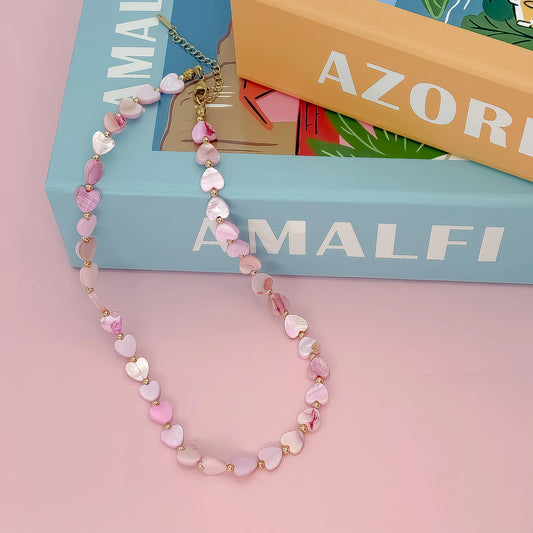 Lots of Hearts Necklace Pink