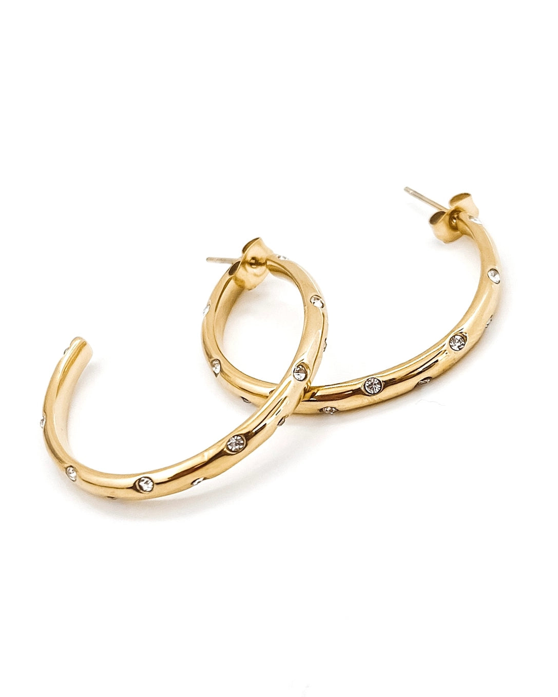 Elisha Diamond Crystal Hoop Earrings Clear