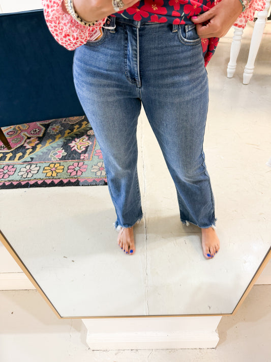 Briar High Rise Crop Flare Fray Hem Jean