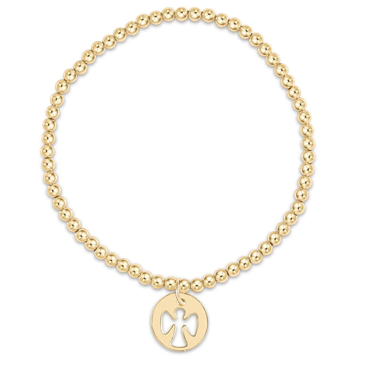 E Newton Classic Gold 3mm Bracelet Guardian Angel Gold Disc