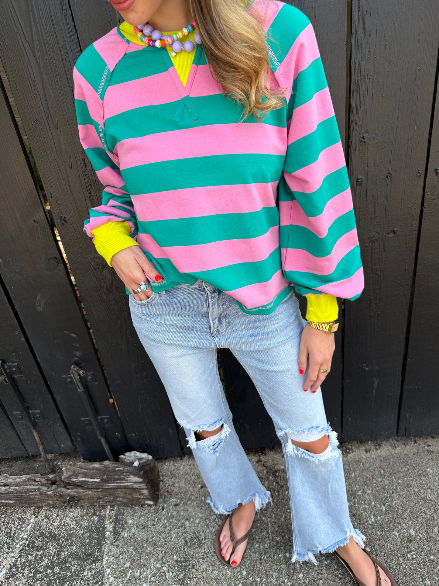 Playful Stripes Top Neon