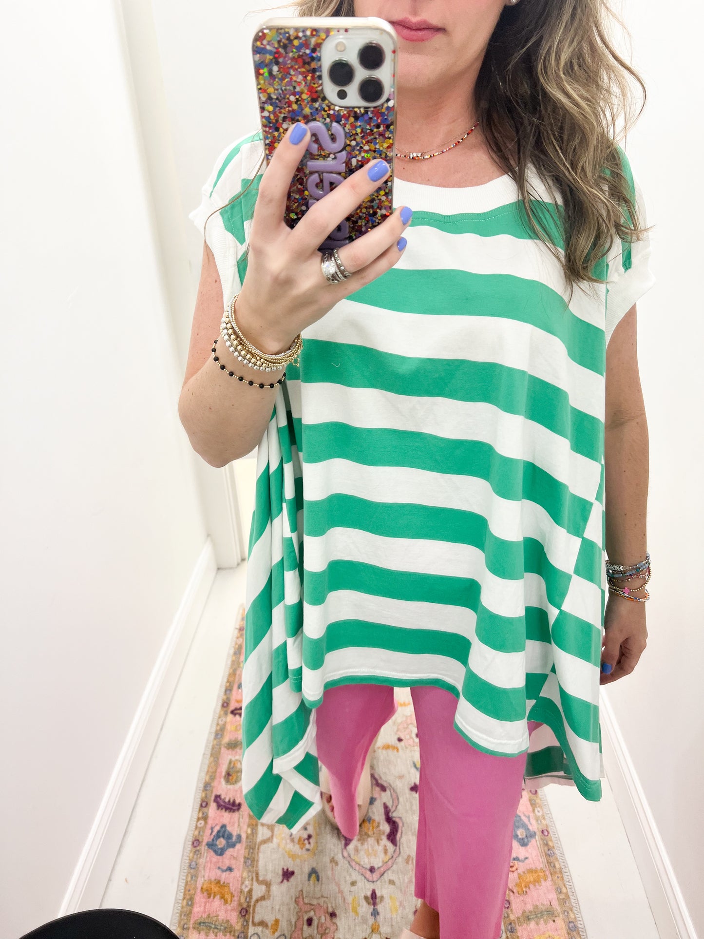 Birdie Stripe Green Top