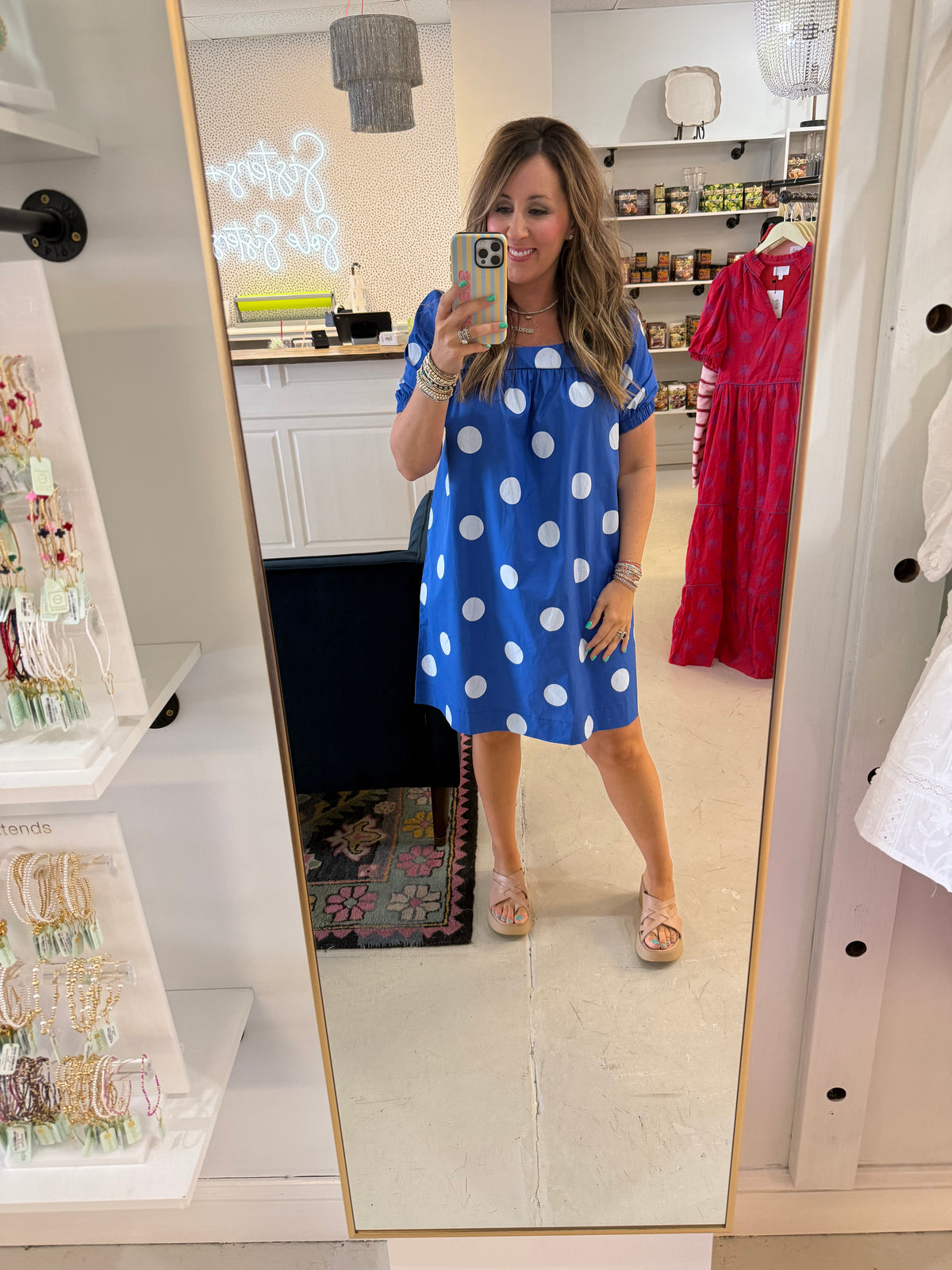 Peyton Blue Polka Dot Dress