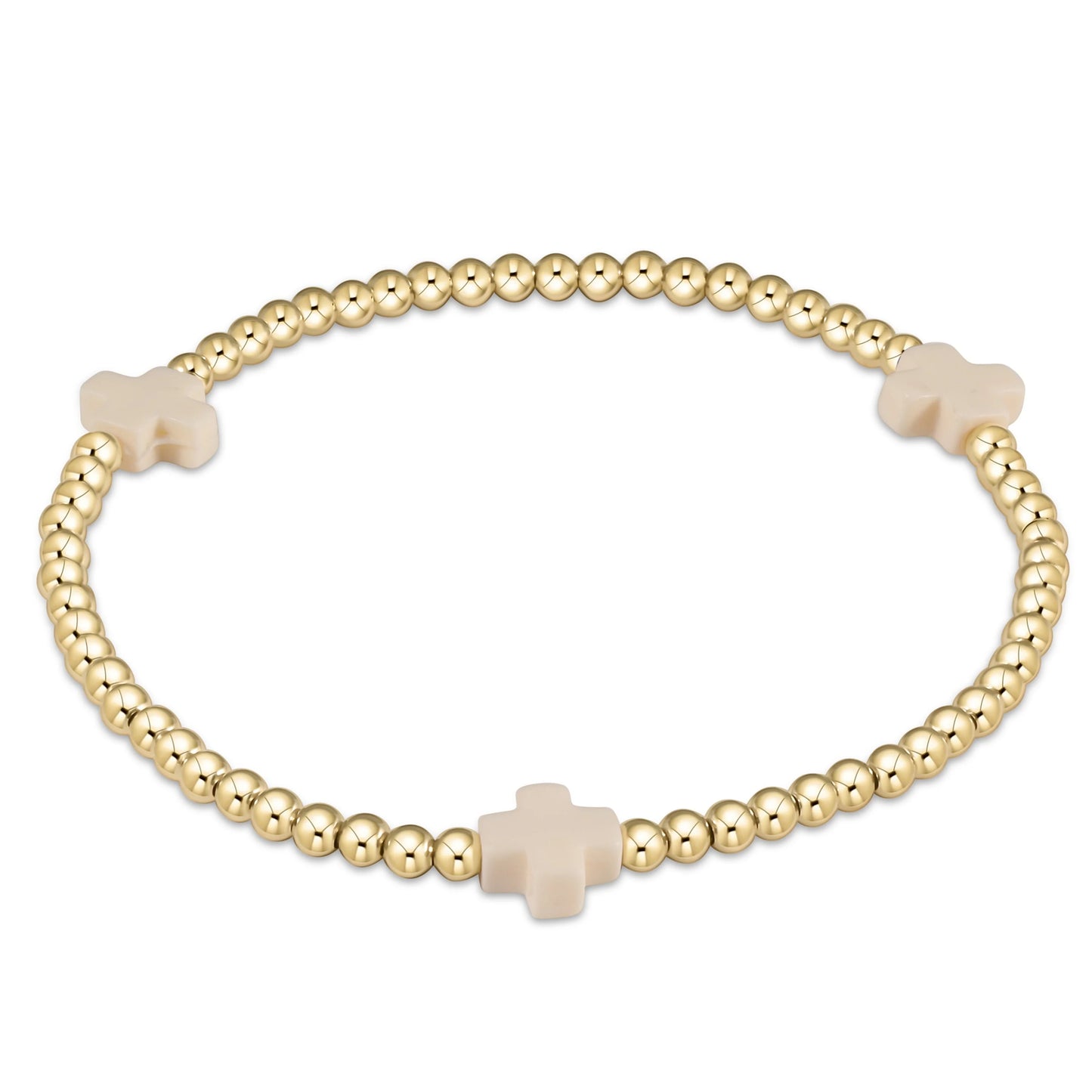 E Girl Signature Cross Gold 3mm Bracelet Off White