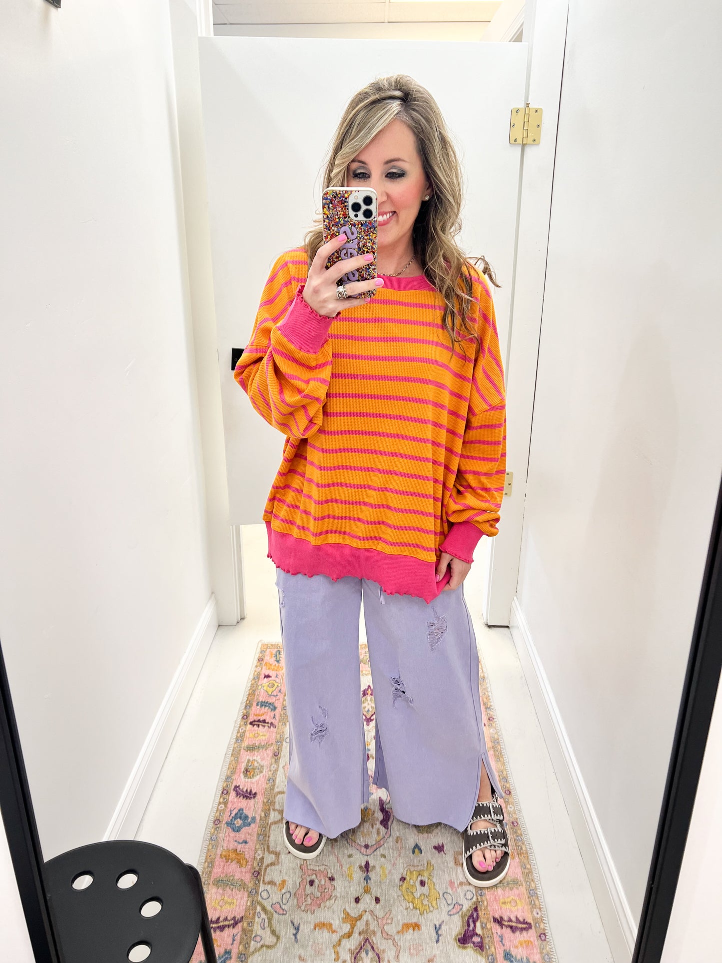 Fall For Me Stripe Orange Top