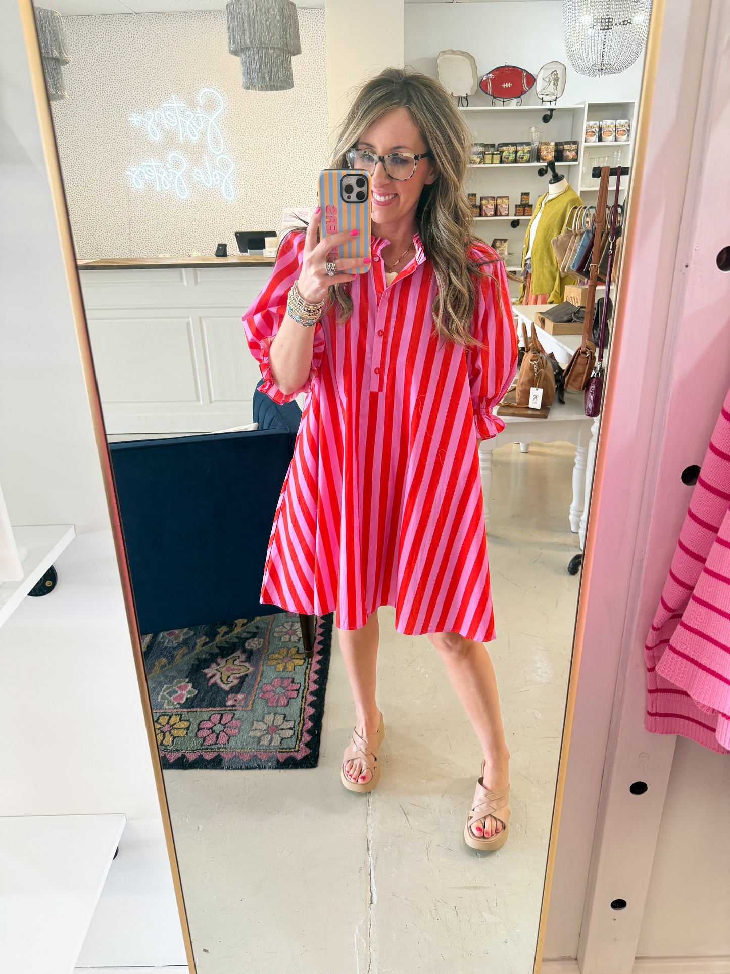 Margo Stripe Pink Dress