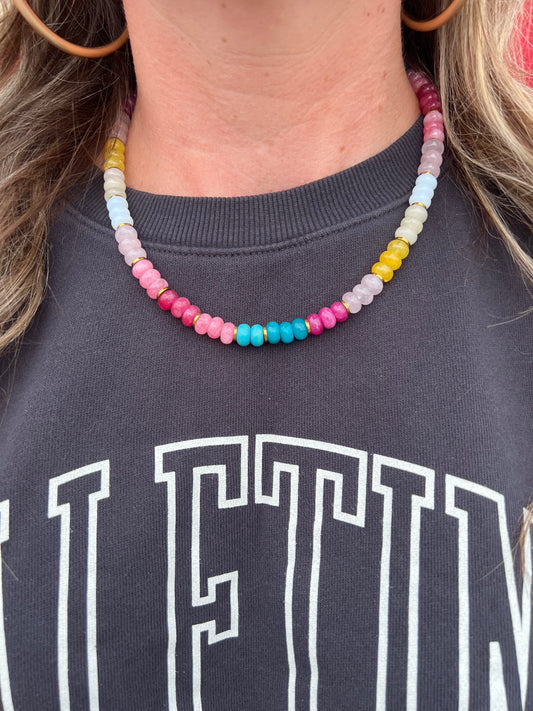 LUXE Beaded Necklace Multi Gem