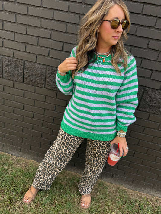 Sicily Green Stripe Sweater