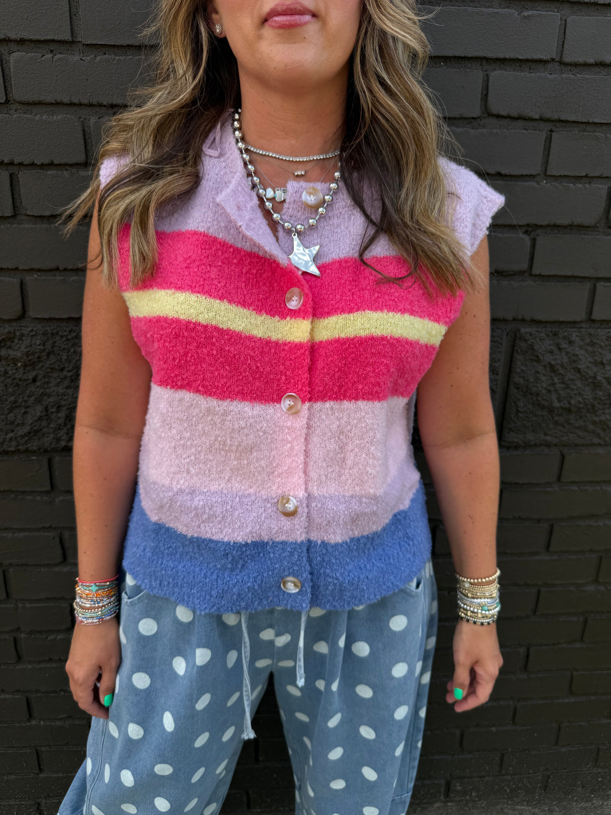Frenzy Stripe Fuzzy Vest