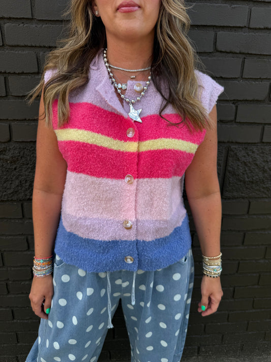 Frenzy Stripe Fuzzy Vest
