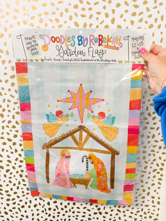 Whimsy Nativity Garden Flag