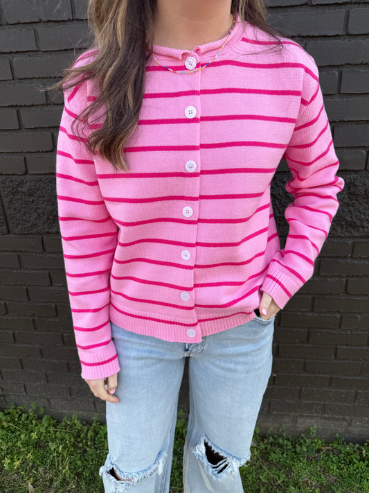 Zia Fuchsia Stripe Cardigan