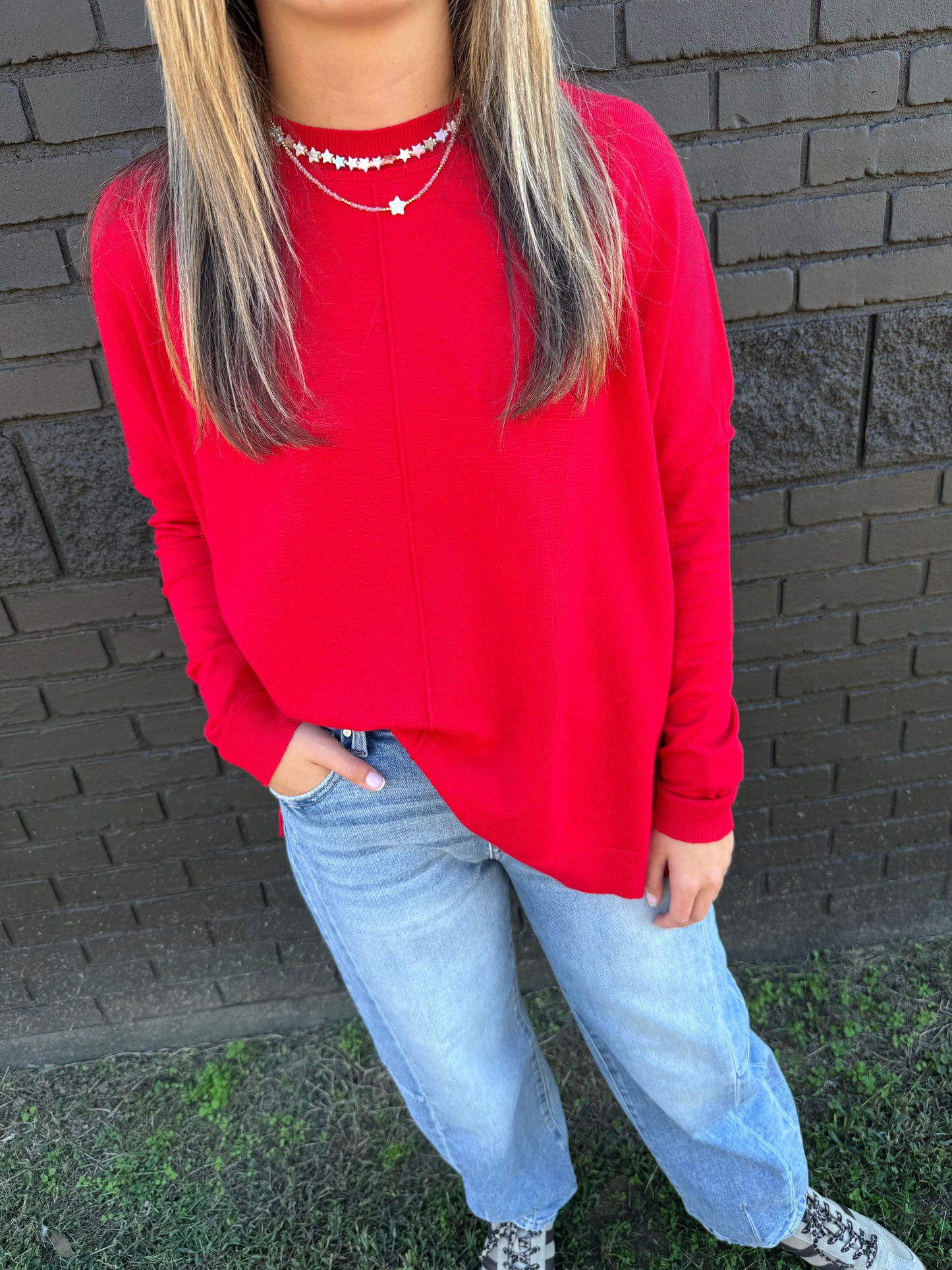 Go To Casual Red Sweater