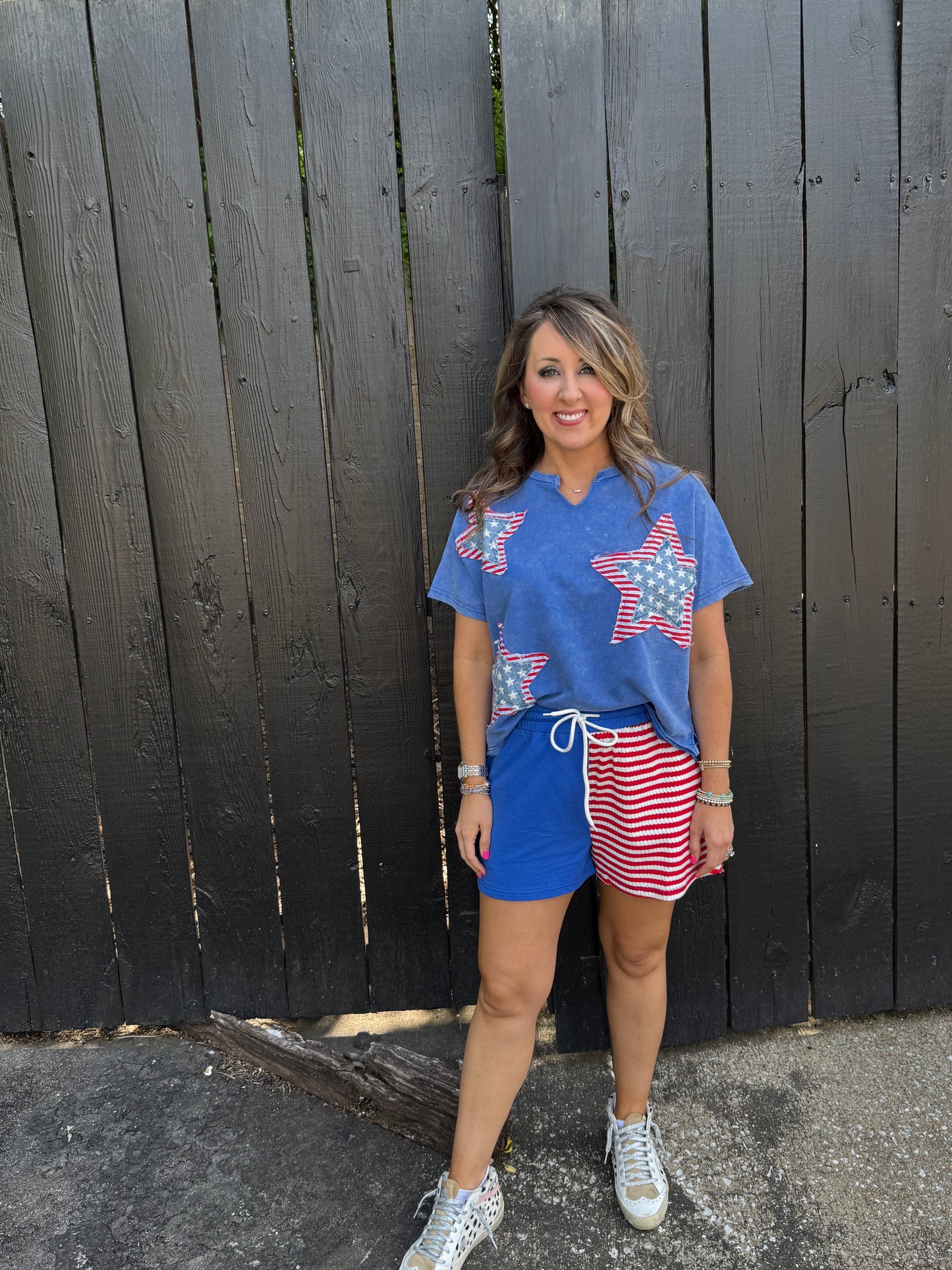 USA Stars Blue Top