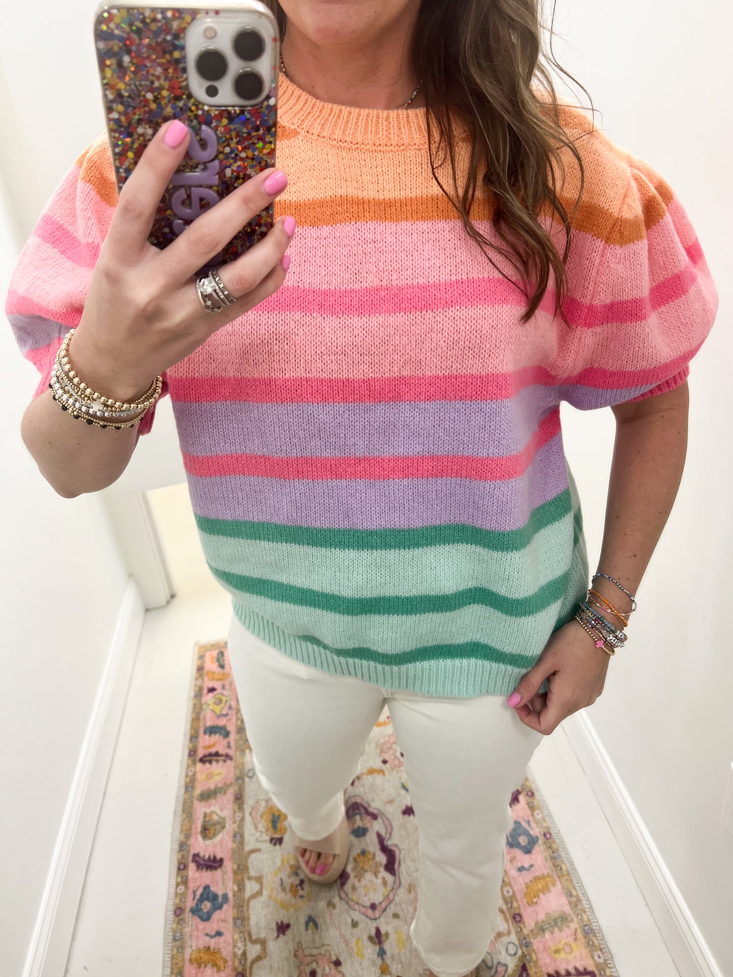 Audrey Stripe Puff Sweater