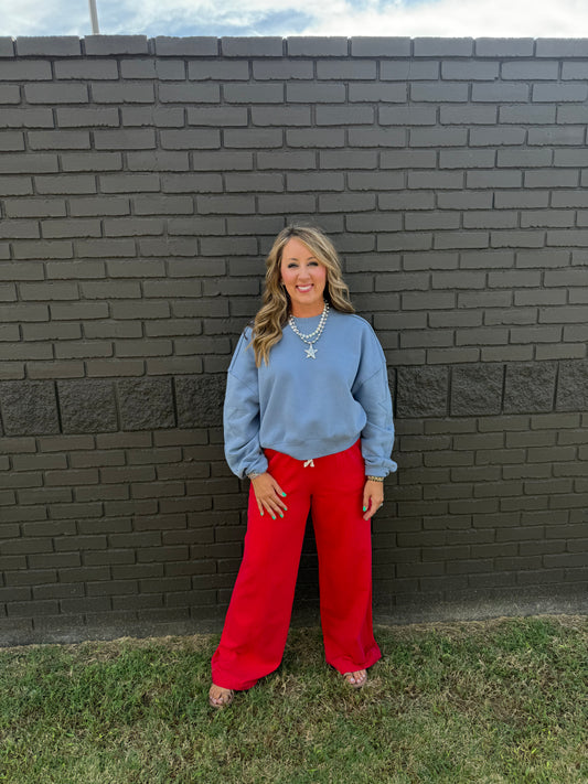 Lazy Day Drawstring Pants Red