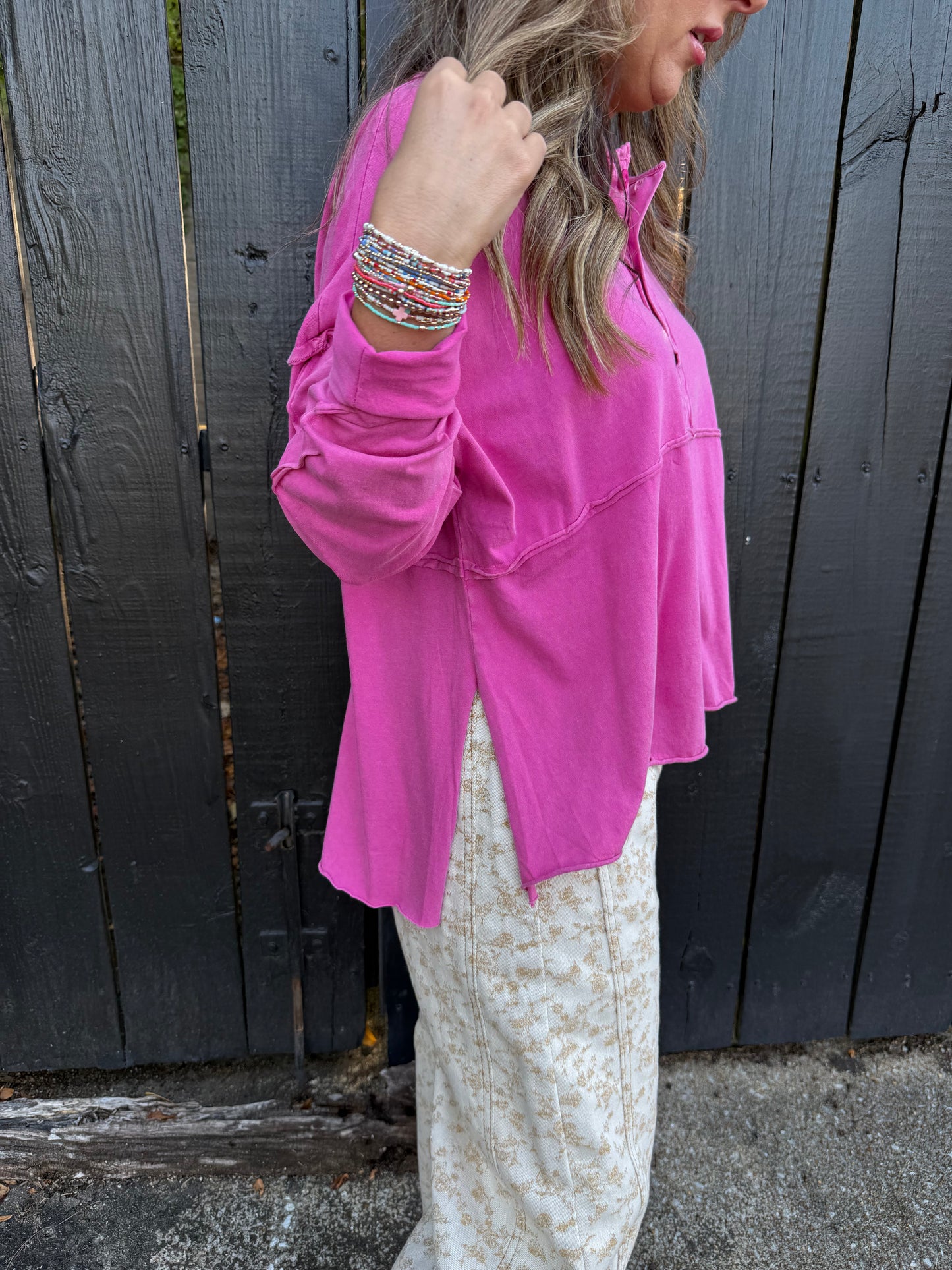 Henry Pink Henley Top