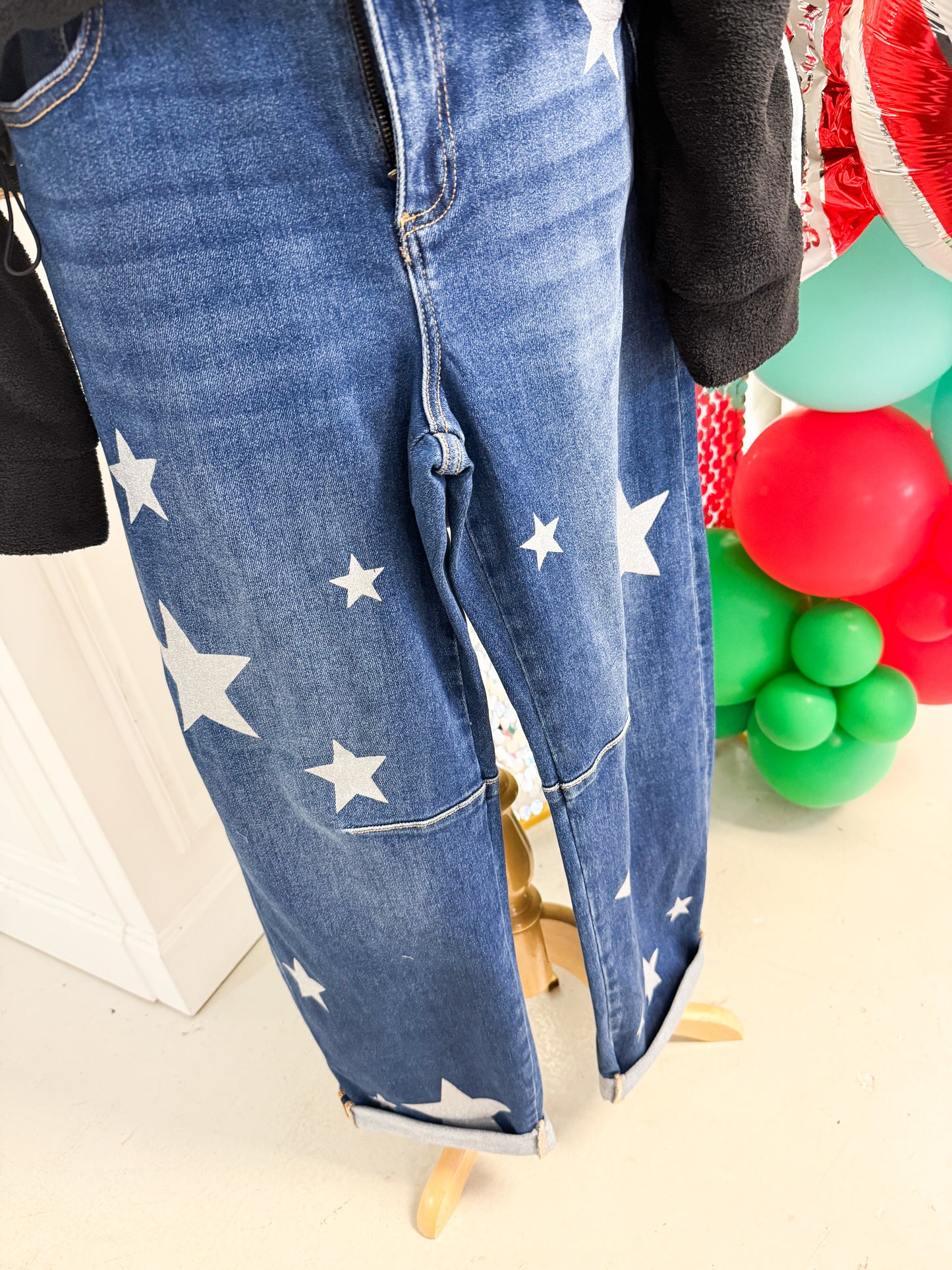 Starry Mid Rise Barrel Jeans