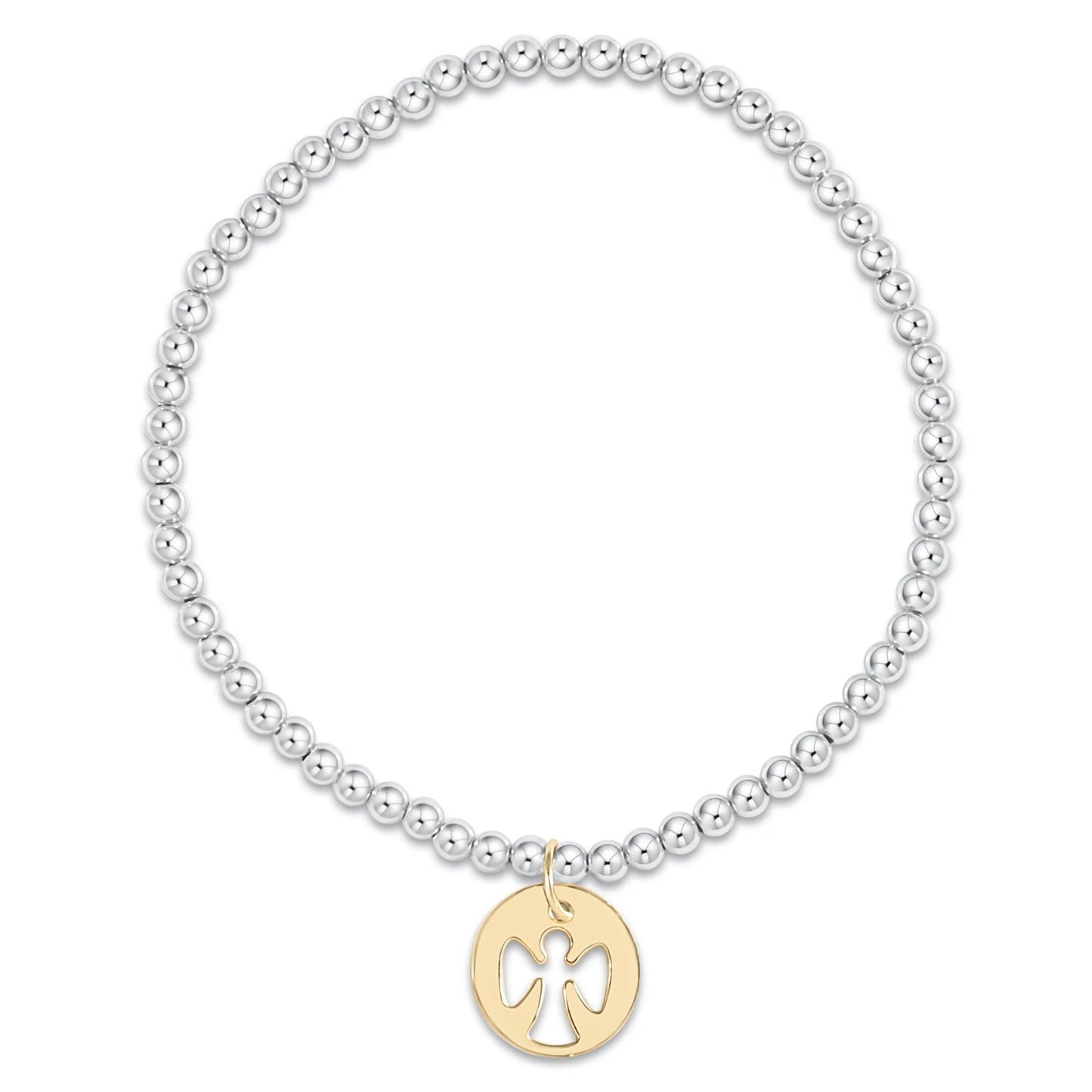 E Newton Classic Mixed Metal 3mm Guardian Angel Disc Bracelet