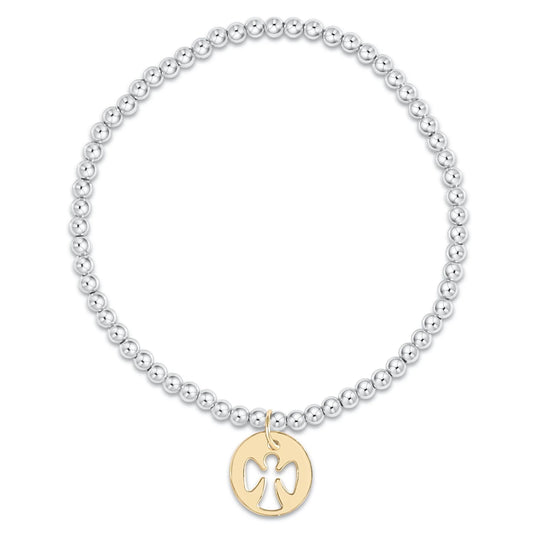 E Newton Classic Mixed Metal 3mm Guardian Angel Disc Bracelet