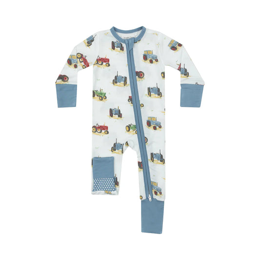 Angel Dear Vintage Tractors 2 Way Zipper Romper