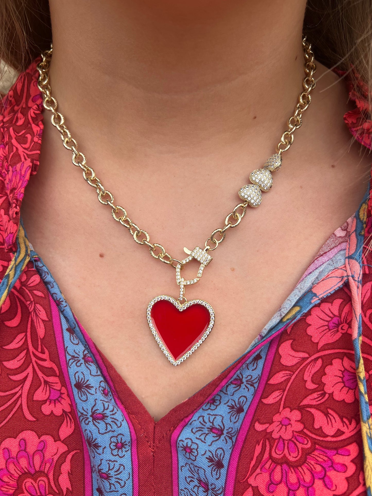 Red Heart Crystal Necklace