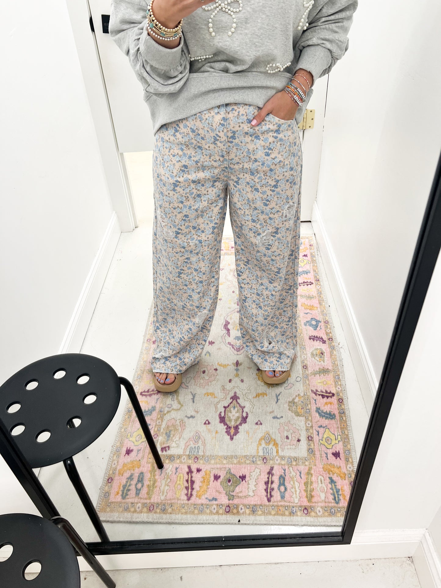 Kate Blue Floral Pants