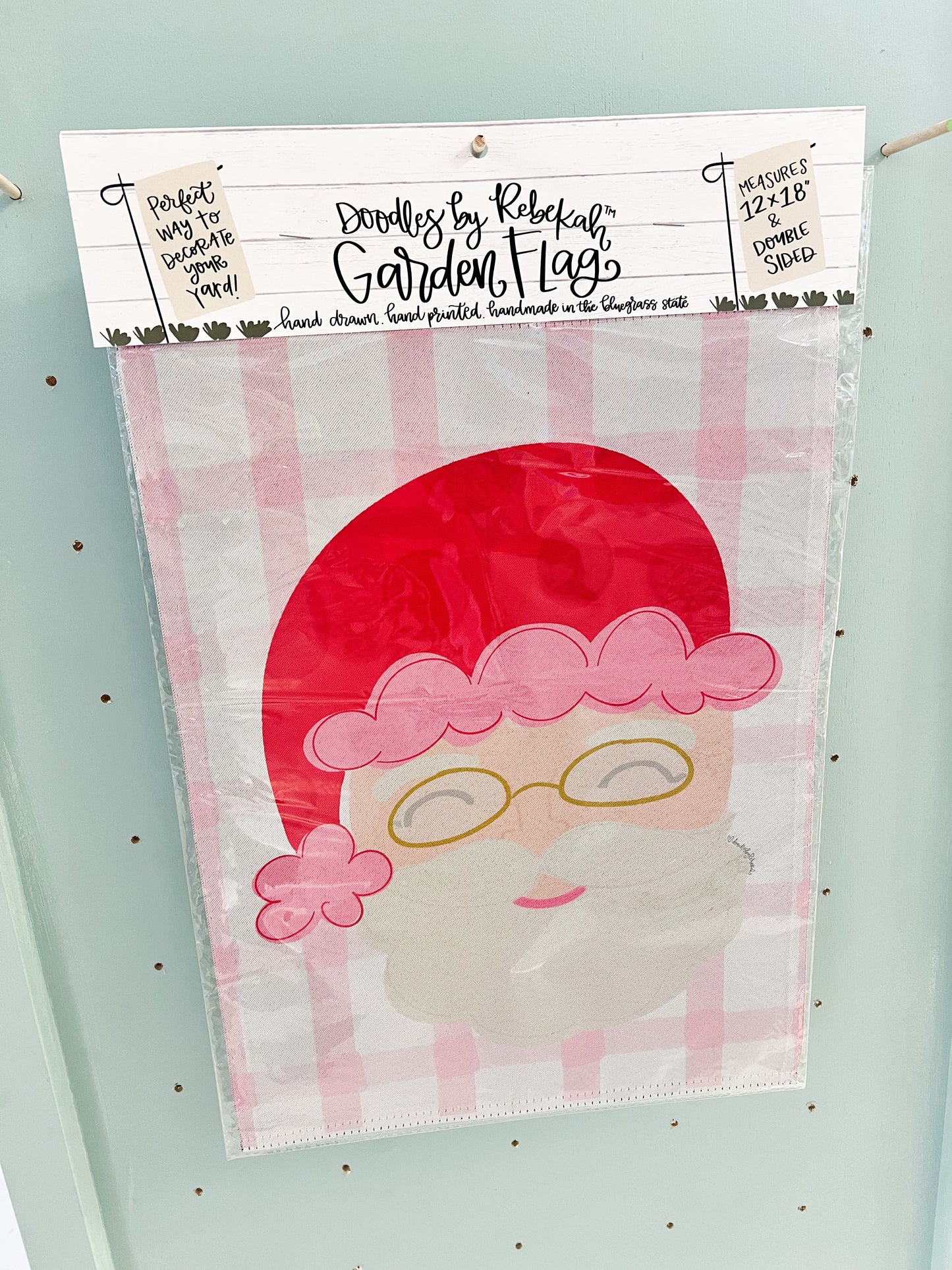 Pink and Red Santa Garden Flag