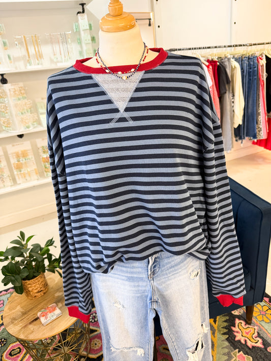 Bobbie Navy Stripe Top