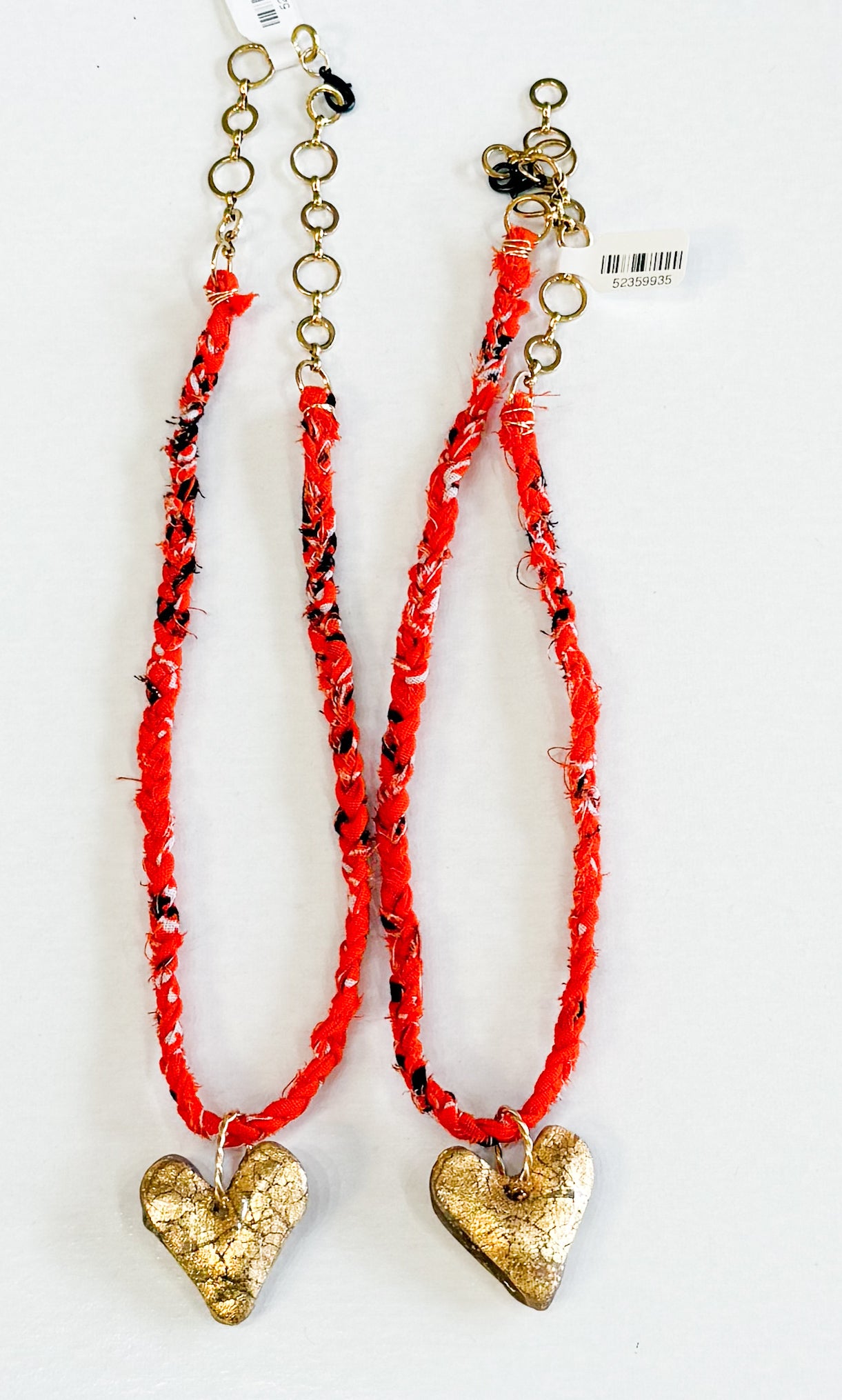 Orange Bandana with Gold Leaf Heart Necklace
