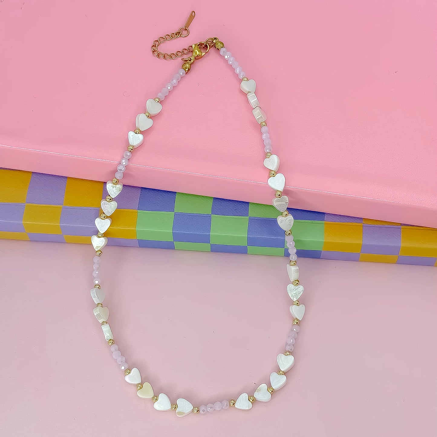 Candy Hearts Necklace Light Pink