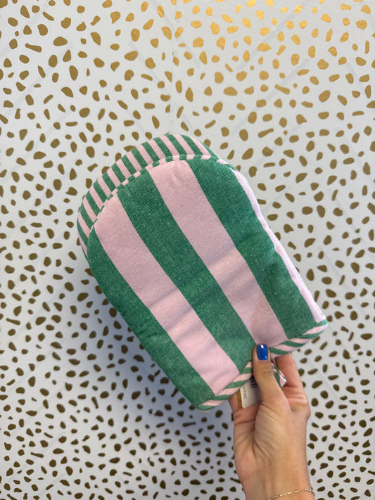 Striped Oven Mitt Green